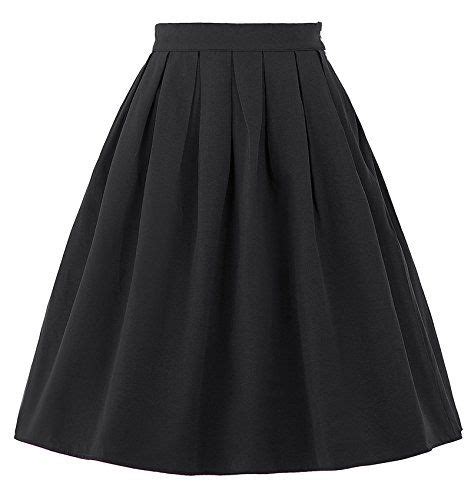 Empire Waist Aline Flared Vintage Swing Skirt Black Size Lbp