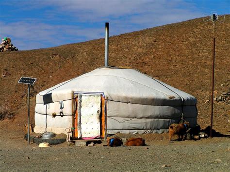 A Modern Ger In Gobi Desert Stock Image Image Of Travel Herders