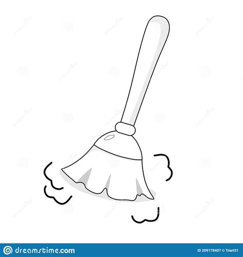 Illustration Of A Feather Duster Cleaning The Dust Black And White