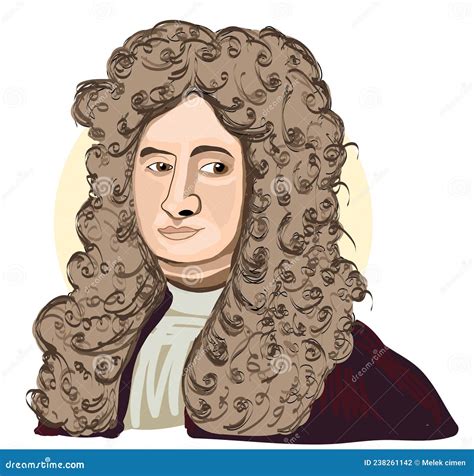 Isaac Newton 1643 1727 Portrait In Line Art Illustration Stock Vector