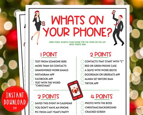 Holiday Office Party Whats On Your Phone Game Xmas Games Etsy