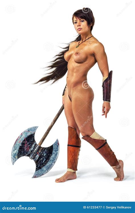 Warrior Woman With An Axe Stock Image Image Of Nude Athletic