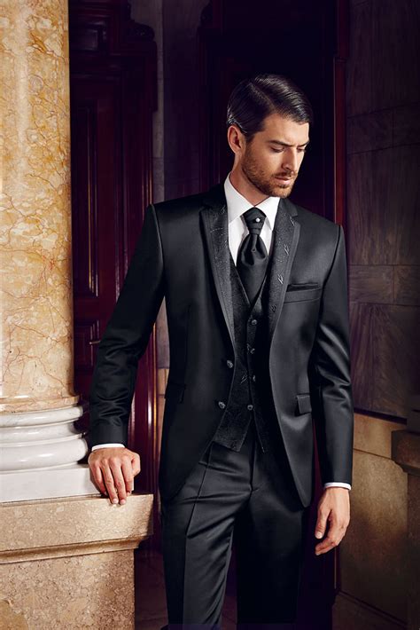 Italian Black Business Men Suits For Wedding Groom Tuxedos Best Man Outfits Piece Slim Fit