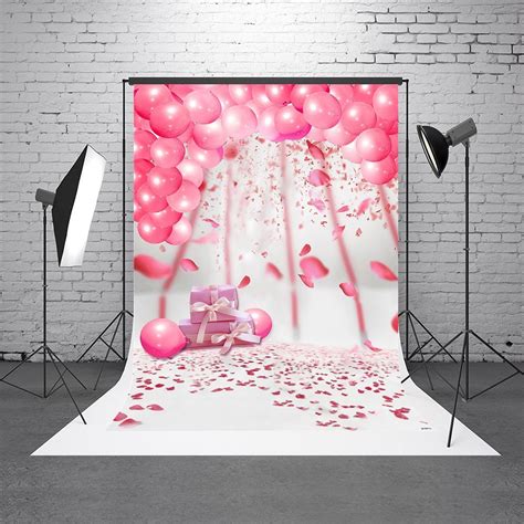 Xddja Polyester Fabric 5x7ft Photo Background Pink Cute Balloons