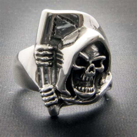 Grim Reaper Ring 925 Solid Sterling Silver Skull Skeleton Etsy