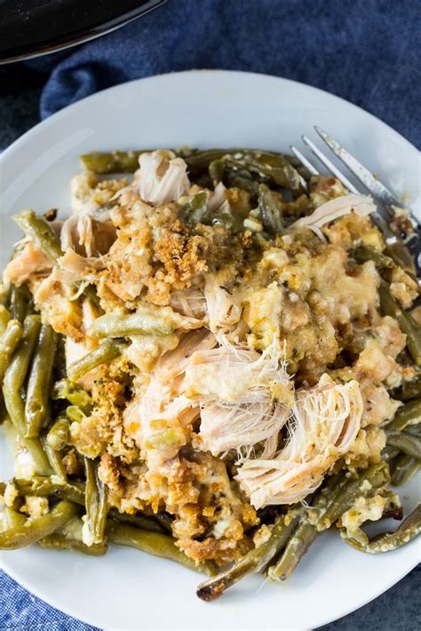 Crock Pot Chicken And Stuffing With Green Beans Recipe Chicken Crockpot Recipes Green Bean