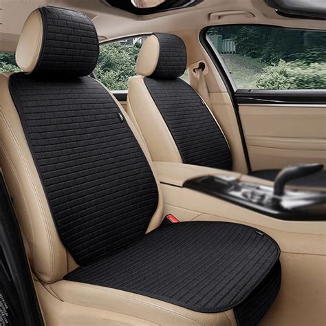 flax car seat cover four seasons front rear linen fabric cushion breathable protector mat pad