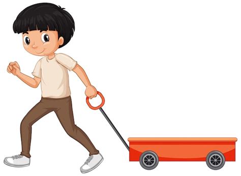Free Vector Boy Pulling Wagon Isolated