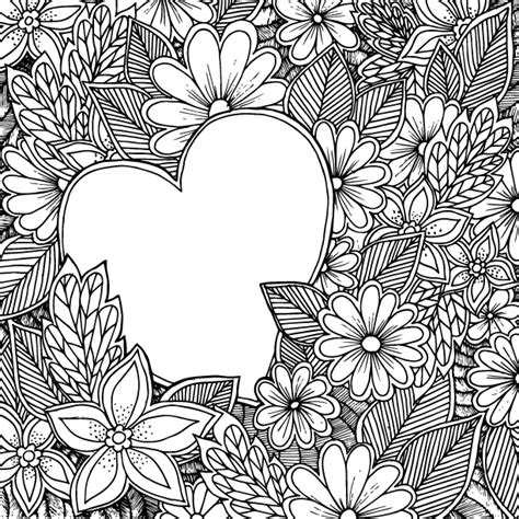 Heart In Flowers Coloring Page Payhip