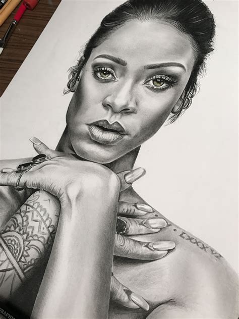 Rihanna Portrait Drawing 2017 Green Eyes Portrait Portrait Drawing