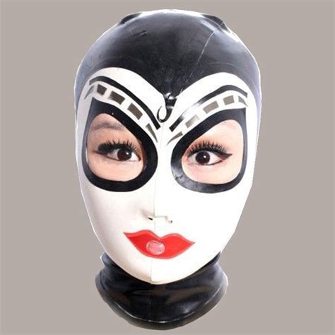 latex fetish unisex cat mask latex party catwomen hood for adult with 0 4mm latex s lm120 in