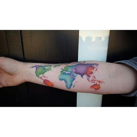 colorful arm map map tattoos world map tattoos tattoos