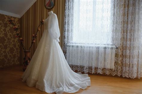 Bride Dressing Wedding Gown Morning Bride Stock Photo Image Of