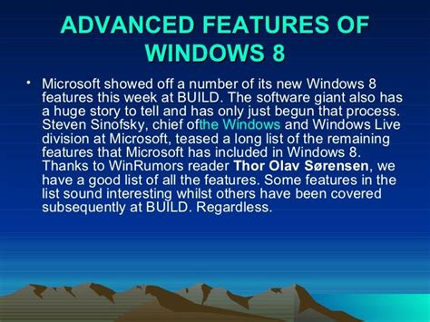 Advanced Features Of Windows 8