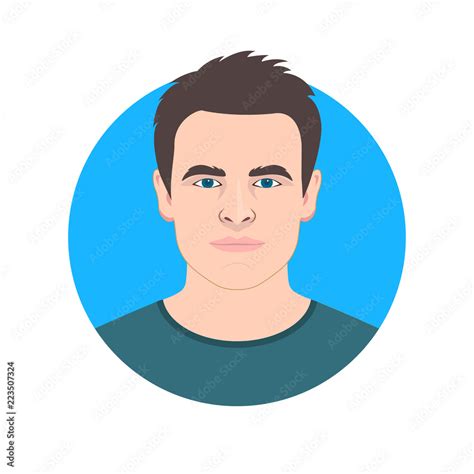Male Avatar Icon Or Portrait Handsome Young Man Face Vector