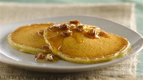 Corn Bread Pancakes With Butter Pecan Syrup Recipe From Betty Crocker
