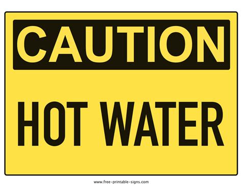 Printable Hot Water Sign Free Printable Signs