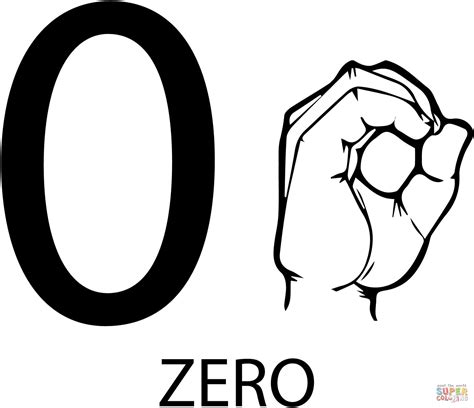 Asl Number Zero Coloring Page Free Printable Coloring Pages