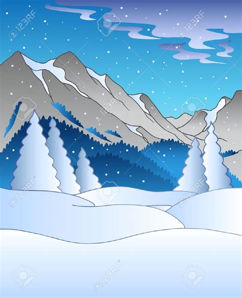Snow Mountain Landscape Drawing Clip Art Library