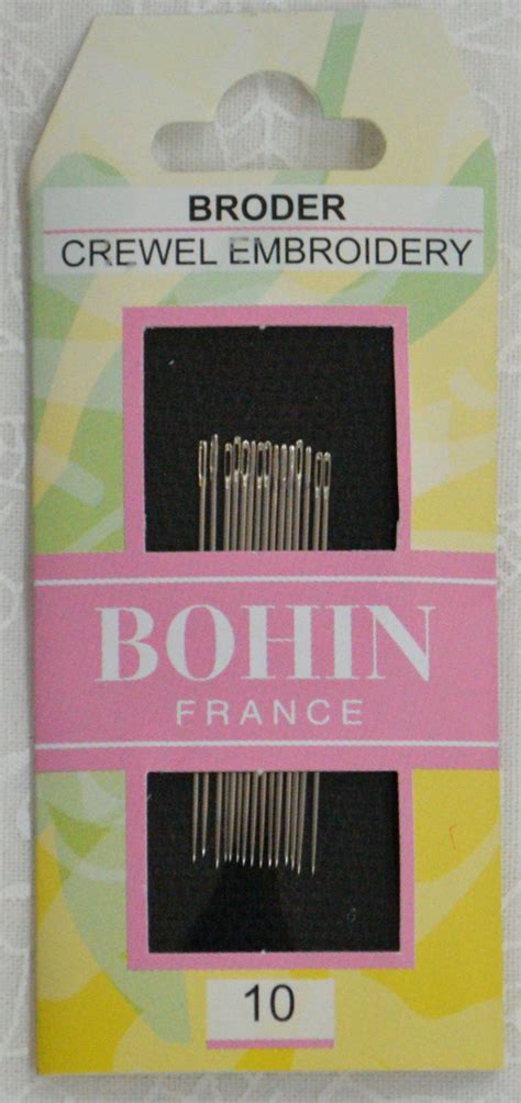 Bohin Crewel Embroidery Needles Size 10 Pack Of 15 Needles Made In France