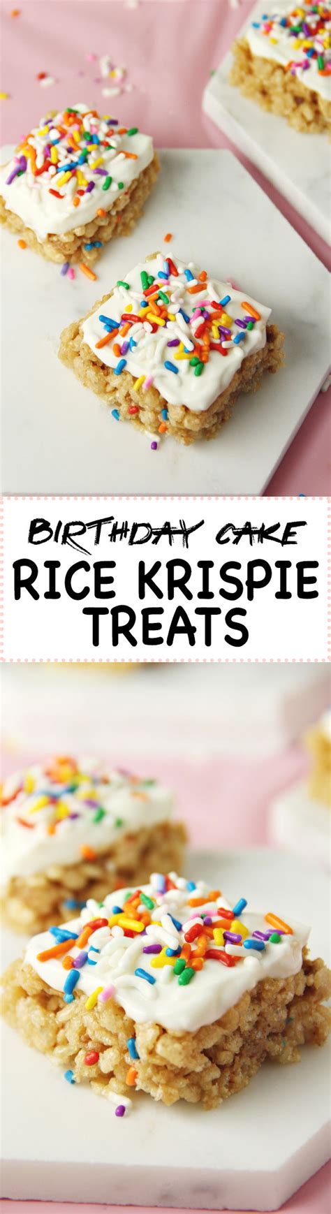 Find healthy birthday dessert recipes. Healthy Birthday Cake Rice Krispie Treats by JarOfLemons ...