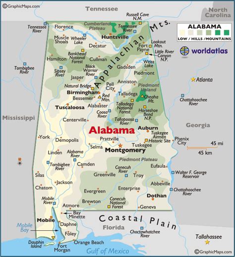 Map Of Alabama Large Color Map