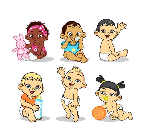 Premium Vector Cute Baby Infant Cartoon Characters Illustration