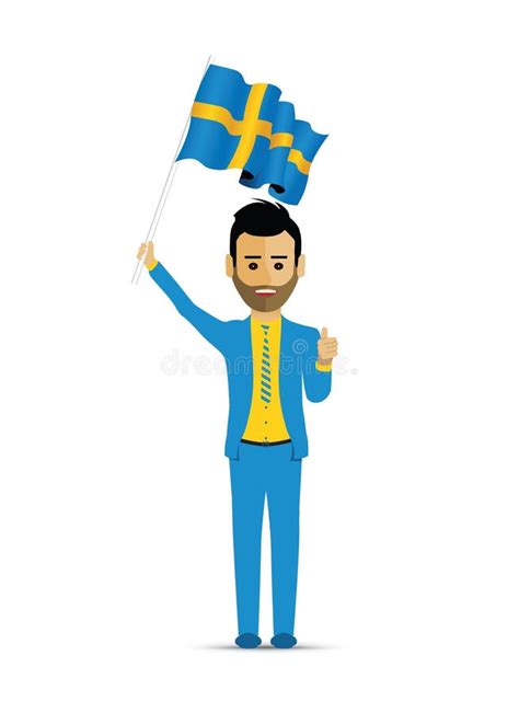 sweden flag waving man stock vector illustration of cartoon 126697273