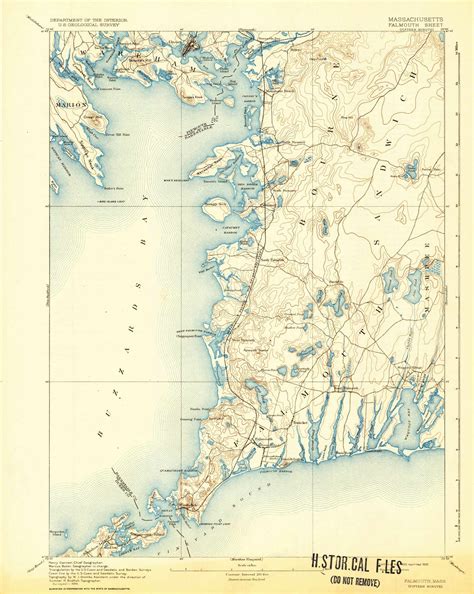 Falmouth Massachusetts 1893 1932 Usgs Old Topo Map Reprint 15x15 Ma