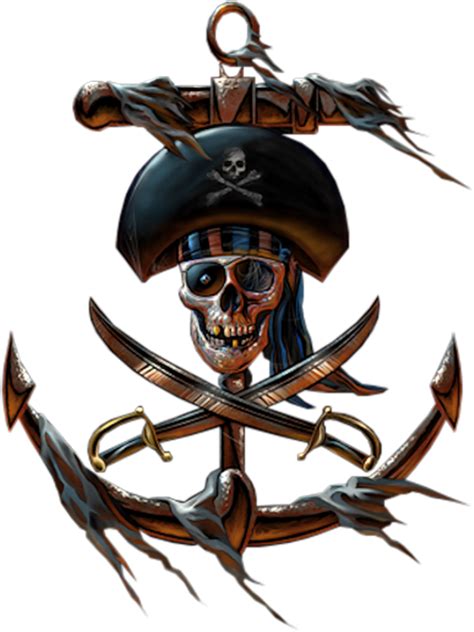 Piracy Material Jolly Hook Roger Captain Pirate Clipart - Tatoo Ancre Pirate - Png Download ...