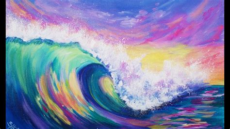 3 Color Challenge Wave At Sunset 🌊🎨 Acrylic Painting Tutorial Youtube