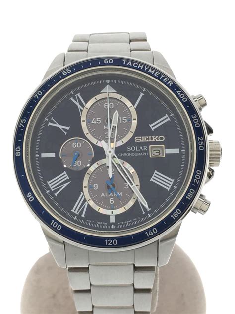 seiko v172 0ay0 chronograph stainless steel ana date solar mens watch authentic £275 28