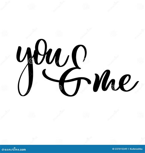 You And Me Delicate Elegant Hand Lettering Stock Vector Illustration