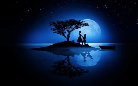 Love Couple Silhouettes Moon Wallpapers