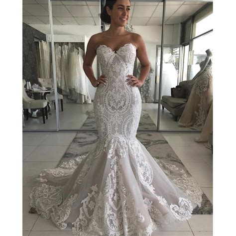 Sweetheart Neckline Lace Mermaid Wedding Dresses New 2019