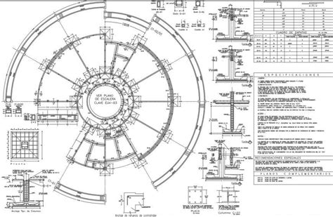 Circular Floor Foundation Plan Drawing Details With Column Dwg File
