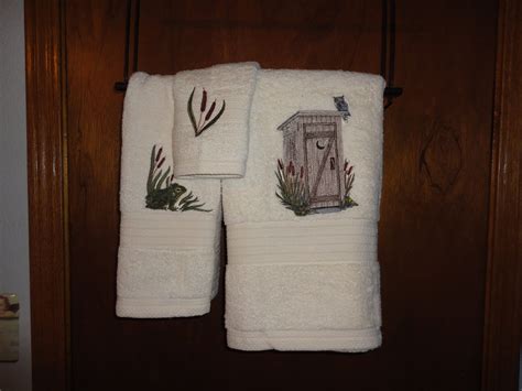 Rustic Outhouse Embroidered Bath Towel Set Bath Towel Etsy