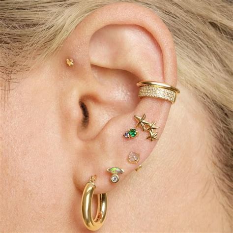 Emerald And Sapphire Buddy Stud Earings Piercings Ear Piercings Ear