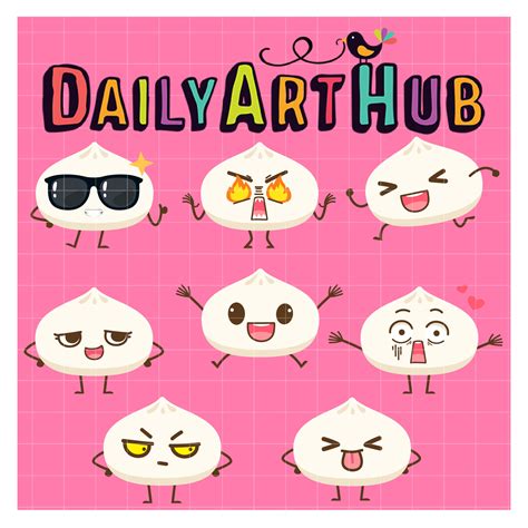 Cute Funny Steam Buns Clip Art Set Daily Art Hub Graphics Alphabets And Svg
