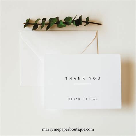 Minimalist Thank You Card Template Modern Folded Thank You Etsy