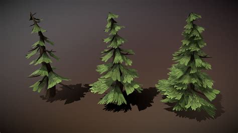 Hand Painted Low Poly Pine Trees Buy Royalty Free 3d Model By Ronie