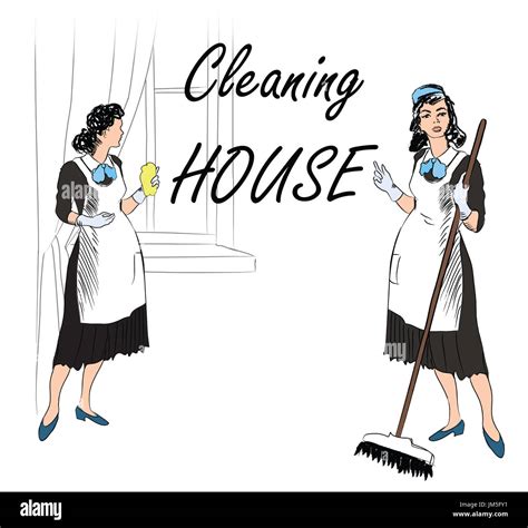 Cleaning Service Women Cleaning Room Vector Illustration Of A Maids
