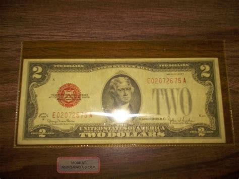1928 Us Red Seal 2 Dollar Bill