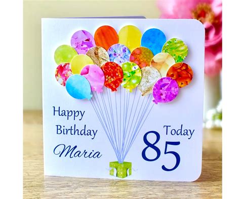 85th Birthday Card Personalised Age 85 Birthday Balloons Etsy Uk