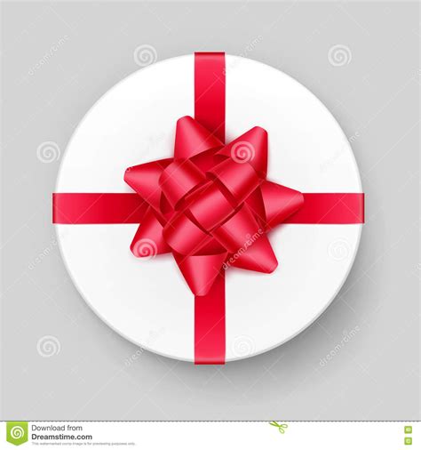Black and white doodle round gift box. White Round Gift Box With Red Bow And Ribbon Stock Vector ...