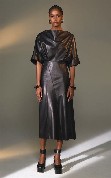 Derek Lam Cutout Paneled Leather Midi Dress In Black Lyst