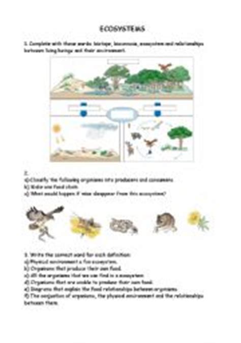 Components of an ecosystem guide for reading • •. Ecosystems - ESL worksheet by liz81