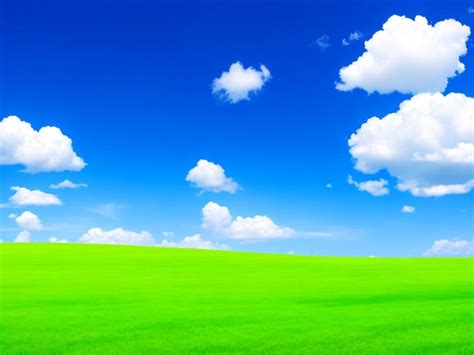 Premium Photo Green Land Blue Sky White Cloud Landscape Background