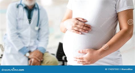 Pregnant Woman And Gynecologist Doctor At Hospital Stock Photo Image