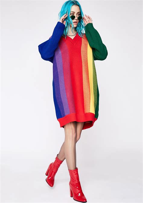 Seeing Rainbows Dress Dresses Rainbow Sweater Overall Dress